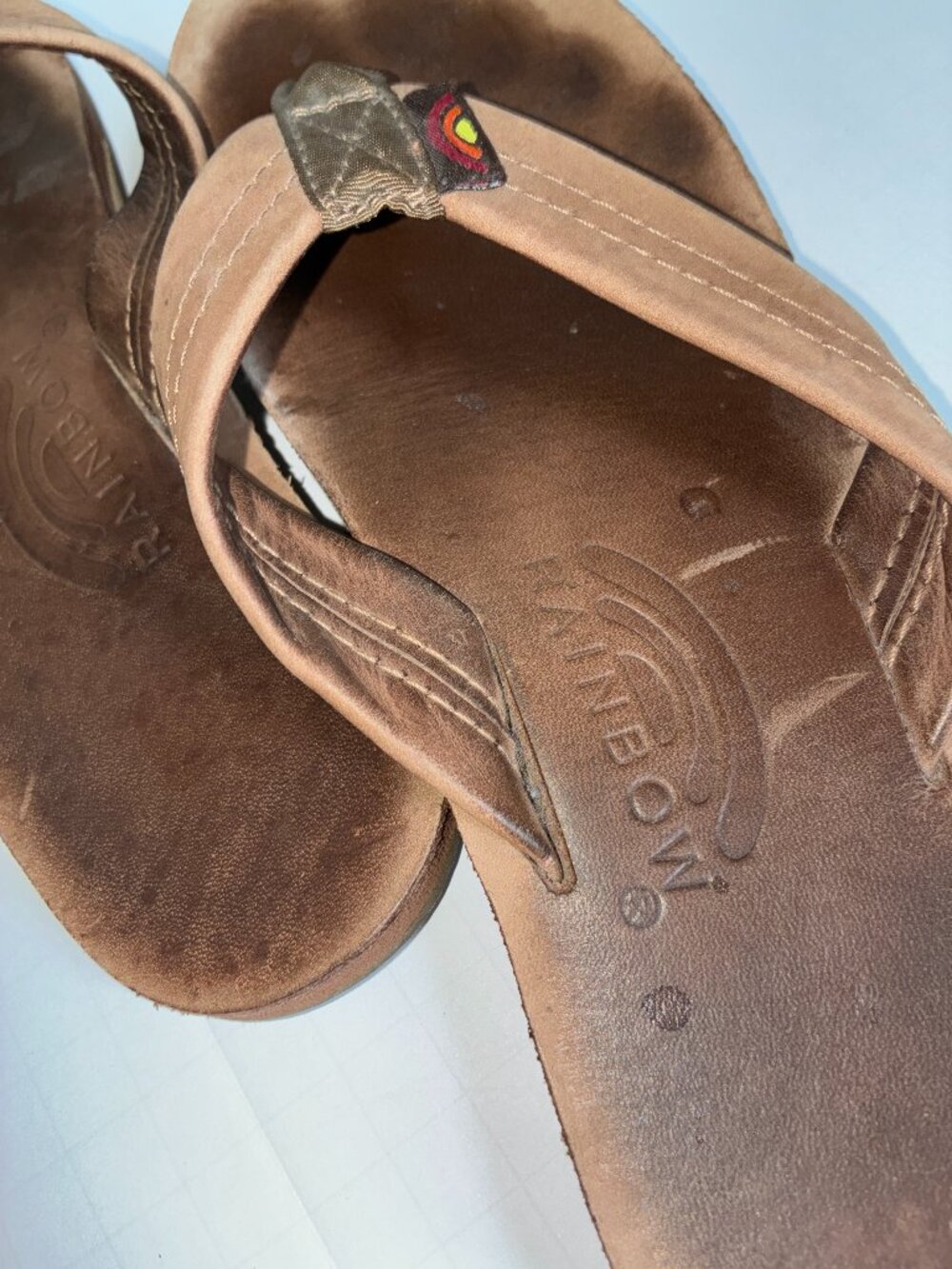 Rainbow Leather Flip Flops